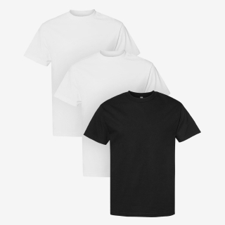 (3PACK) 1301 6.0oz 베이직 무지 반팔 티셔츠 남녀공용 | 화이트/화이트/블랙
