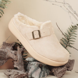 PWX 노블 양털 벨크로 털슬리퍼 | 아이보리